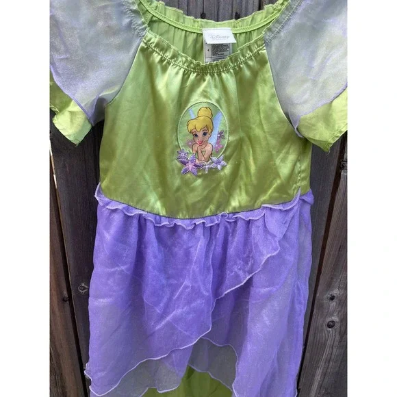 Disney Store Little Girls Green and Purple Satin Tinkerbell Fairy Costume 4‎ - Picture 2 of 6